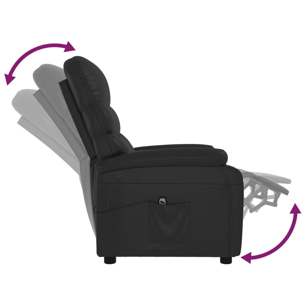 vidaXL Fotoliu rabatabil electric, negru, piele ecologică