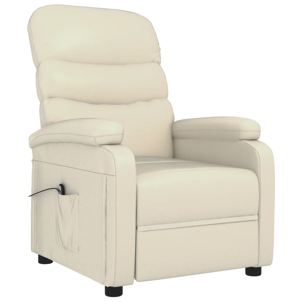 vidaXL Fotoliu rabatabil electric, crem, piele ecologică