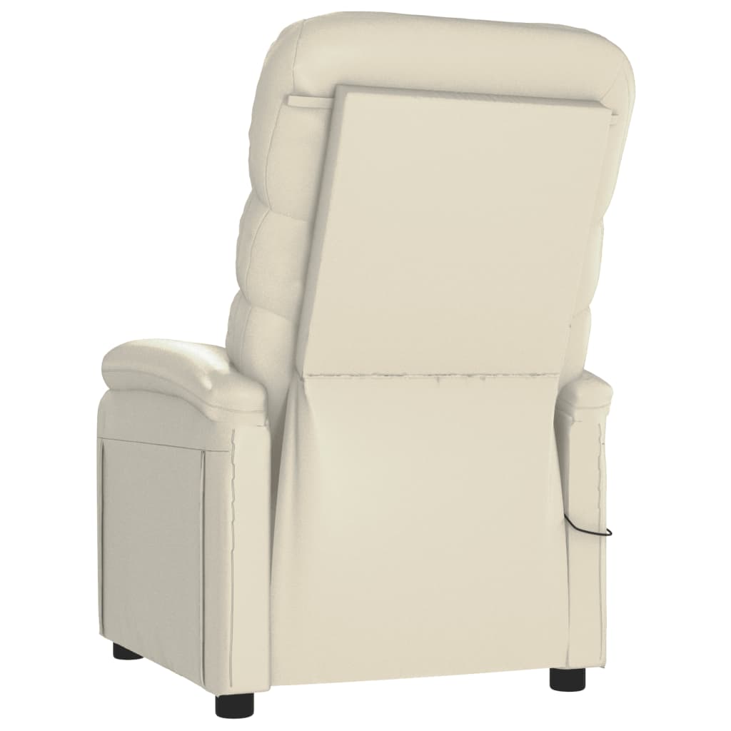 vidaXL Fotoliu rabatabil electric, crem, piele ecologică