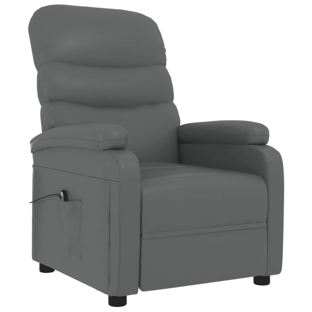 vidaXL Fotoliu rabatabil electric, gri, piele ecologică