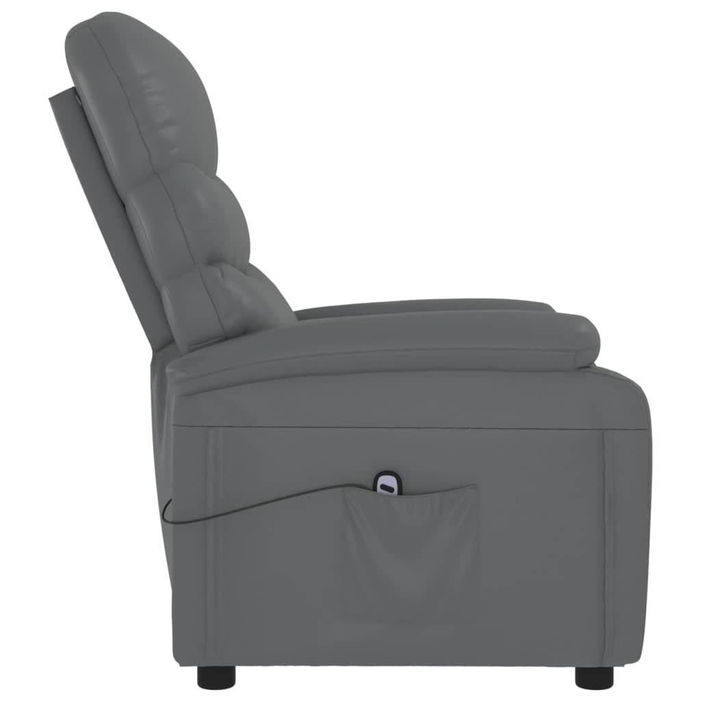 vidaXL Fotoliu rabatabil electric, gri, piele ecologică