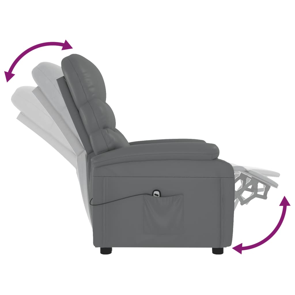 vidaXL Fotoliu rabatabil electric, gri, piele ecologică