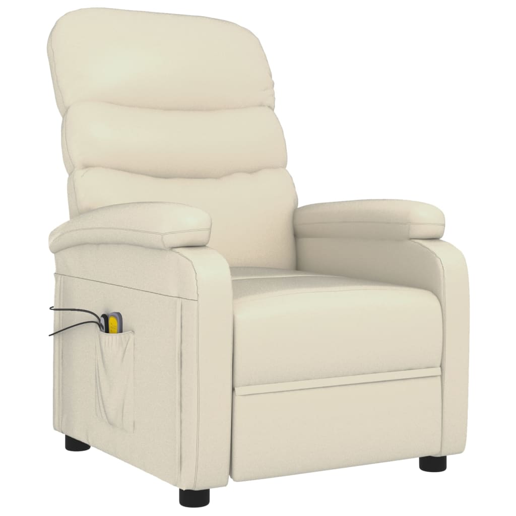 vidaXL Fotoliu de masaj electric, crem, piele ecologică vidaXL Fotoliu de masaj electric, crem, piele ecologică