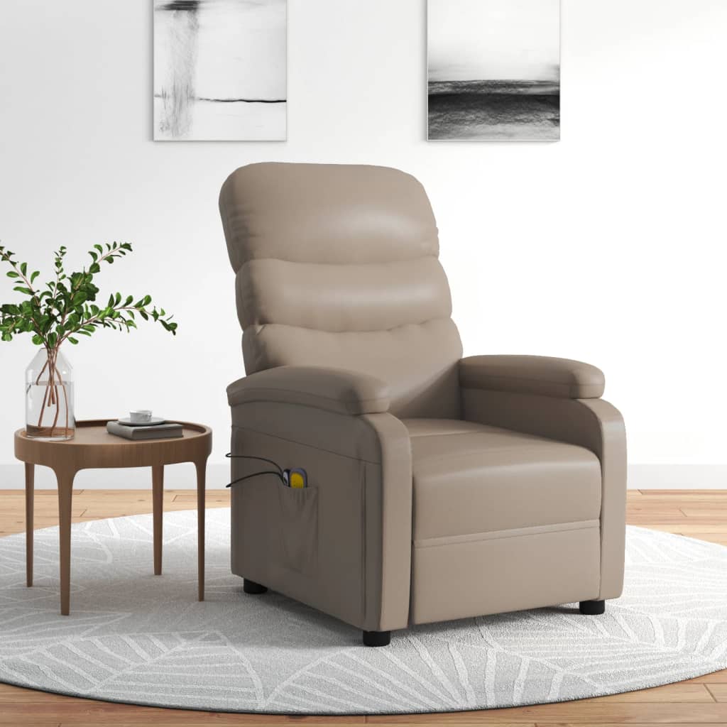 vidaXL Fotoliu de masaj electric, cappuccino, piele ecologică
