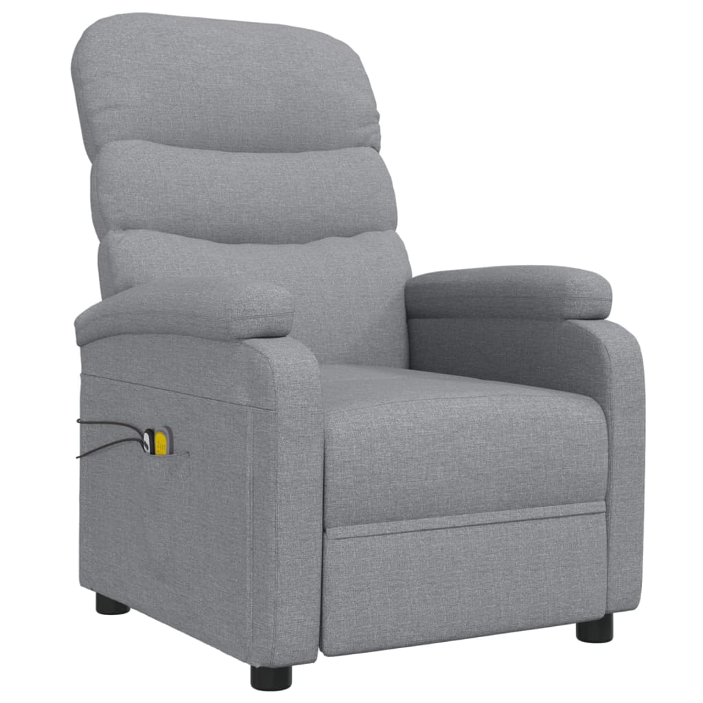 vidaXL Fotoliu de masaj electric rabatabil, gri deschis, textil vidaXL Fotoliu de masaj electric rabatabil, gri deschis, textil