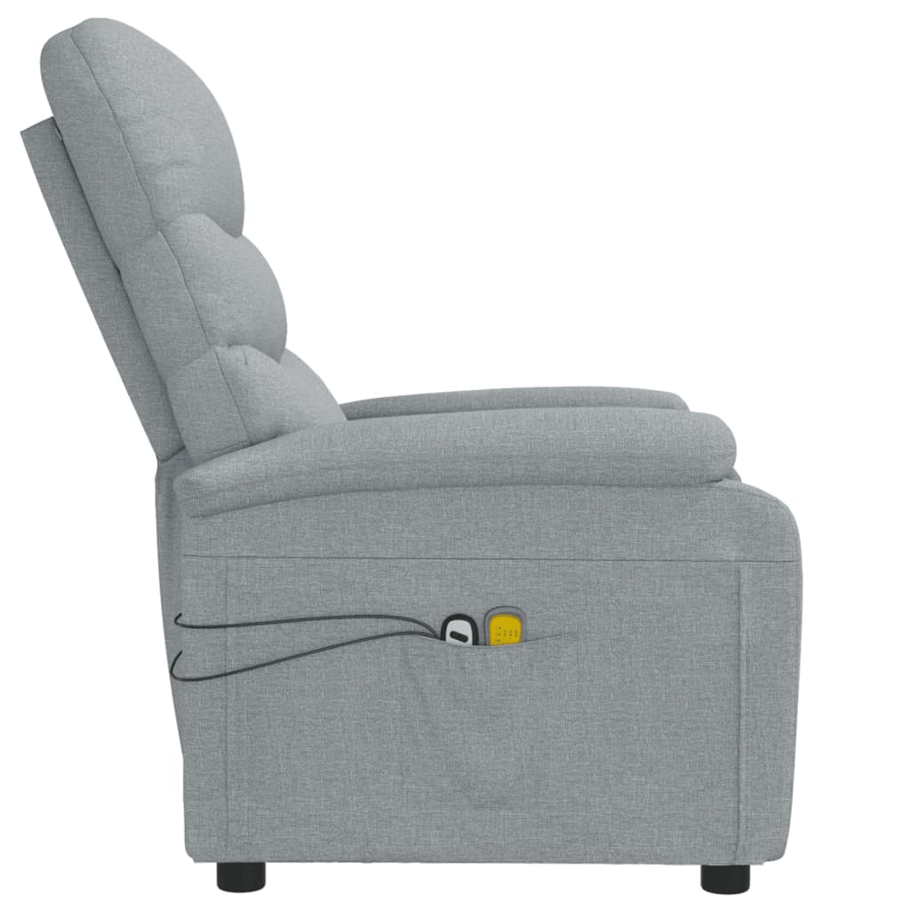 vidaXL Fotoliu de masaj electric rabatabil, gri deschis, textil vidaXL Fotoliu de masaj electric rabatabil, gri deschis, textil
