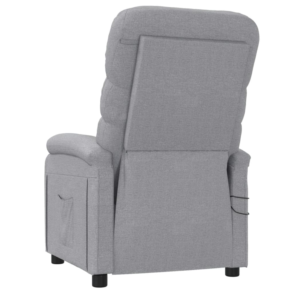 vidaXL Fotoliu de masaj electric rabatabil, gri deschis, textil vidaXL Fotoliu de masaj electric rabatabil, gri deschis, textil