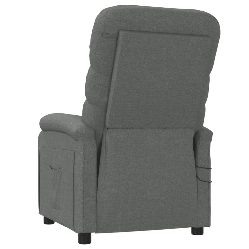vidaXL Fotoliu de masaj electric rabatabil, gri închis, textil