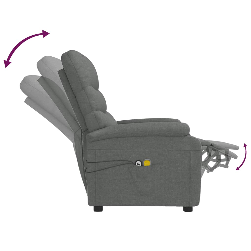 vidaXL Fotoliu de masaj electric rabatabil, gri închis, textil