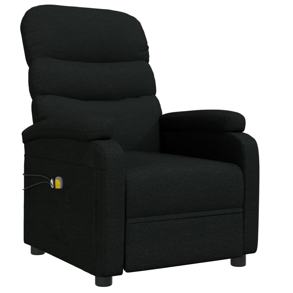 vidaXL Fotoliu de masaj electric rabatabil, negru, textil vidaXL Fotoliu de masaj electric rabatabil, negru, textil