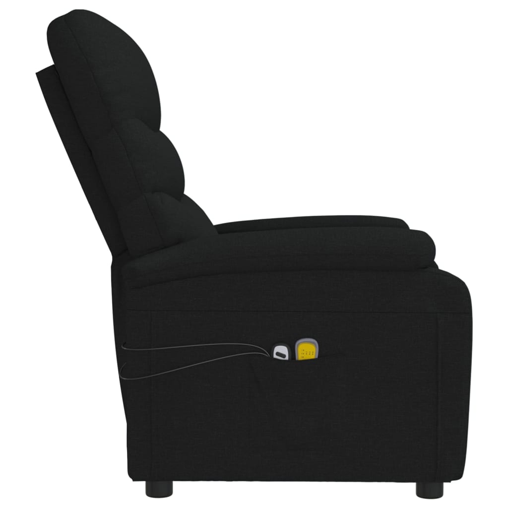 vidaXL Fotoliu de masaj electric rabatabil, negru, textil vidaXL Fotoliu de masaj electric rabatabil, negru, textil