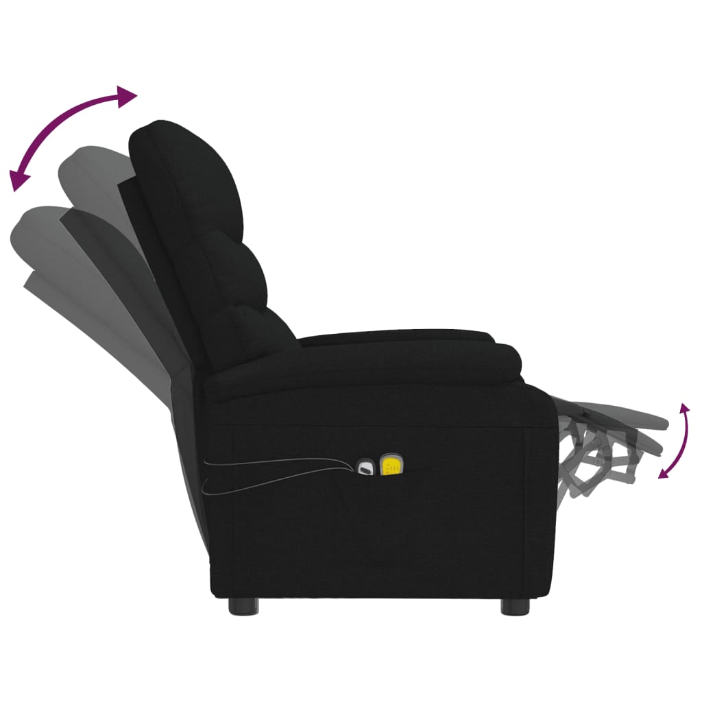 vidaXL Fotoliu de masaj electric rabatabil, negru, textil vidaXL Fotoliu de masaj electric rabatabil, negru, textil
