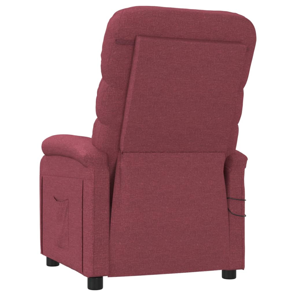 vidaXL Fotoliu de masaj electric rabatabil, roșu vin, textil vidaXL Fotoliu de masaj electric rabatabil, roșu vin, textil