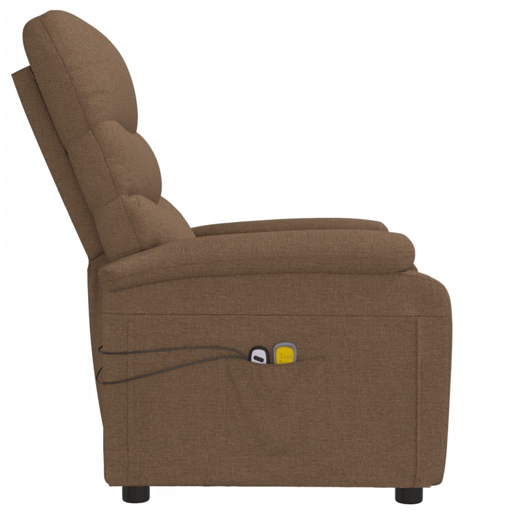 vidaXL Fotoliu de masaj electric, maro, material textil vidaXL Fotoliu de masaj electric, maro, material textil