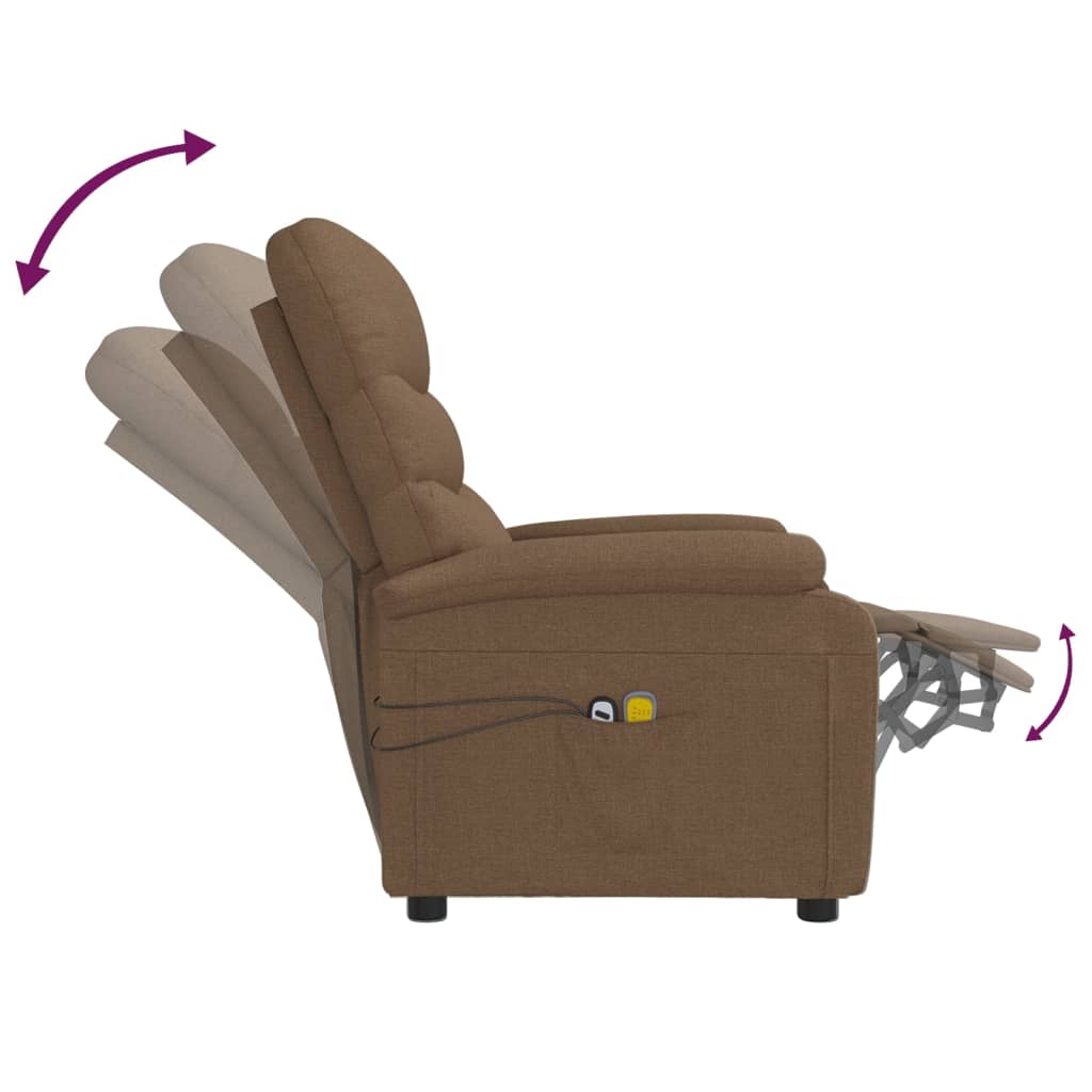 vidaXL Fotoliu de masaj electric, maro, material textil vidaXL Fotoliu de masaj electric, maro, material textil