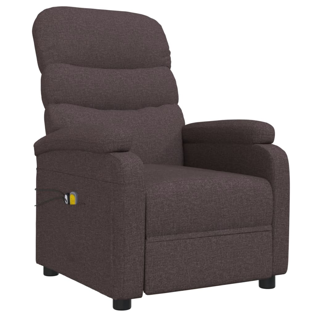 vidaXL Fotoliu de masaj electric, maro închis, material textil vidaXL Fotoliu de masaj electric, maro închis, material textil