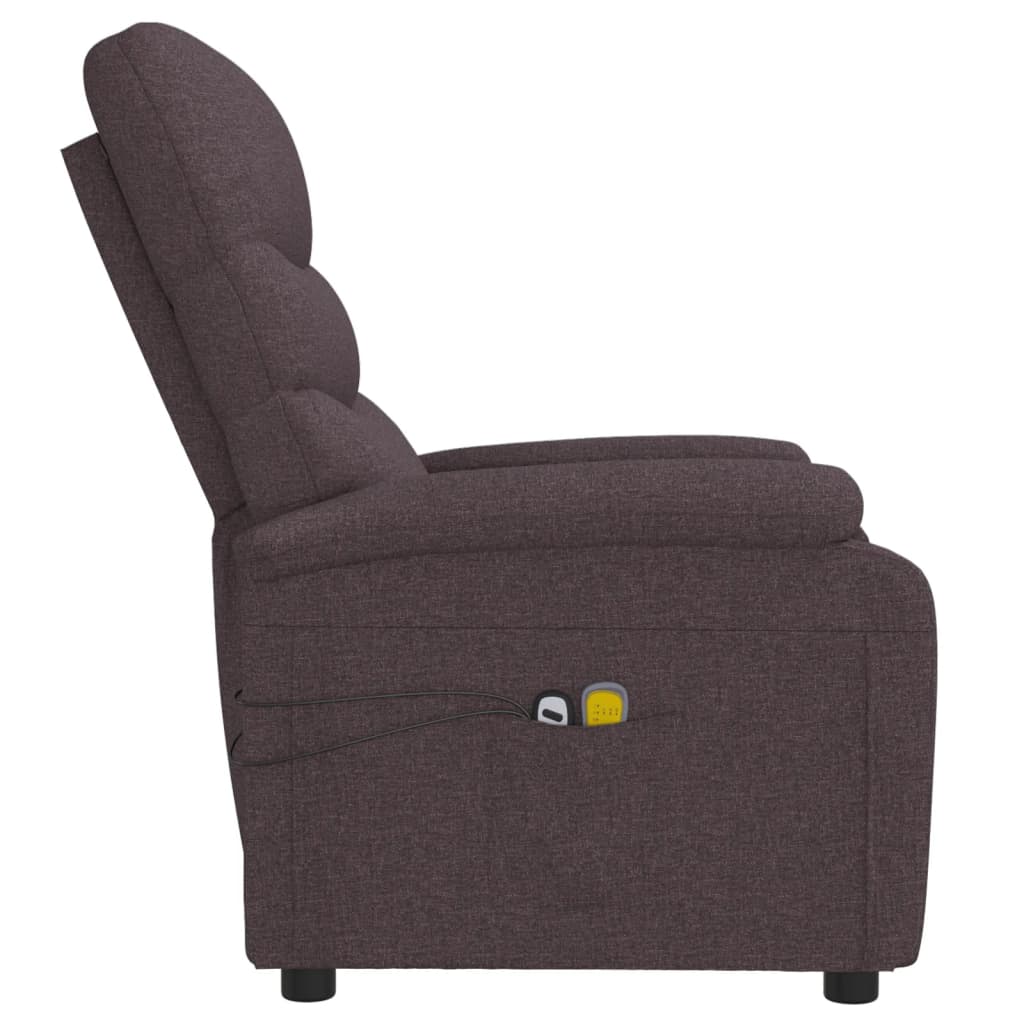 vidaXL Fotoliu de masaj electric, maro închis, material textil vidaXL Fotoliu de masaj electric, maro închis, material textil