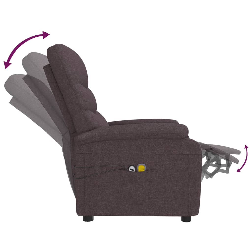 vidaXL Fotoliu de masaj electric, maro închis, material textil vidaXL Fotoliu de masaj electric, maro închis, material textil