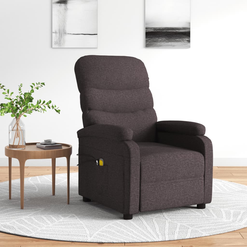 vidaXL Fotoliu de masaj electric, maro închis, material textil vidaXL Fotoliu de masaj electric, maro închis, material textil