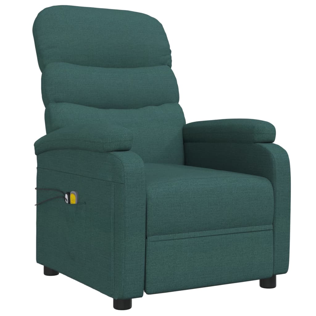 vidaXL Fotoliu de masaj electric, verde închis, material textil vidaXL Fotoliu de masaj electric, verde închis, material textil
