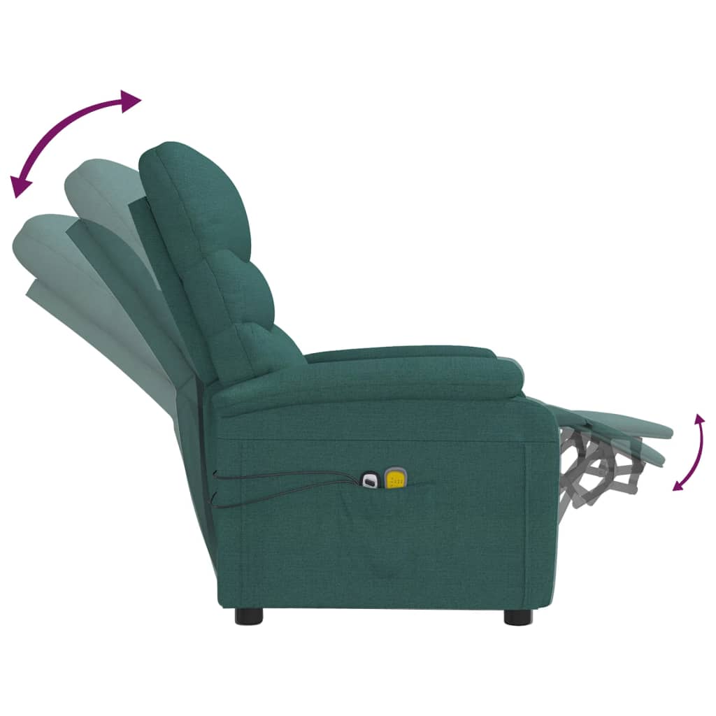 vidaXL Fotoliu de masaj electric, verde închis, material textil vidaXL Fotoliu de masaj electric, verde închis, material textil