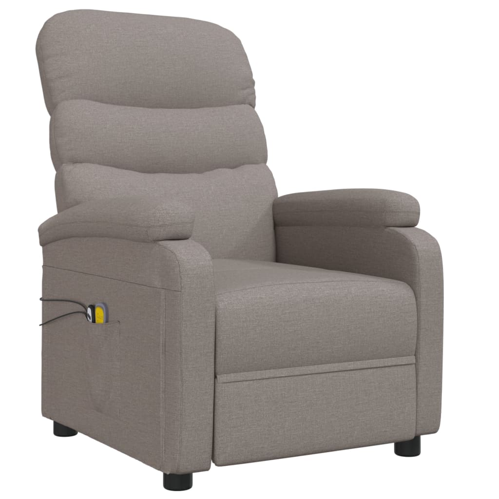 vidaXL Fotoliu de masaj electric rabatabil, gri taupe, textil vidaXL Fotoliu de masaj electric rabatabil, gri taupe, textil