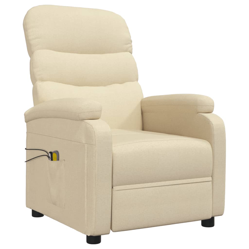 vidaXL Fotoliu de masaj electric rabatabil, crem, textil