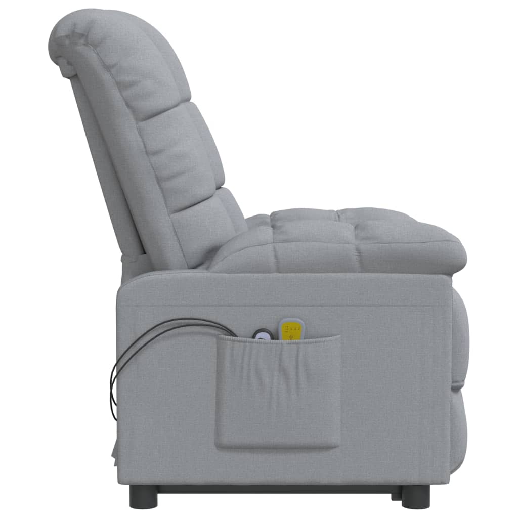 vidaXL Fotoliu de masaj electric rabatabil, gri deschis, textil vidaXL Fotoliu de masaj electric rabatabil, gri deschis, textil