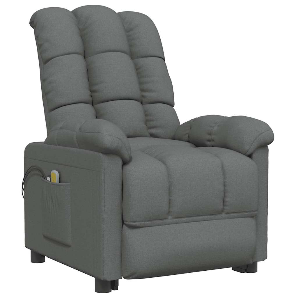vidaXL Fotoliu de masaj electric rabatabil, gri închis, textil