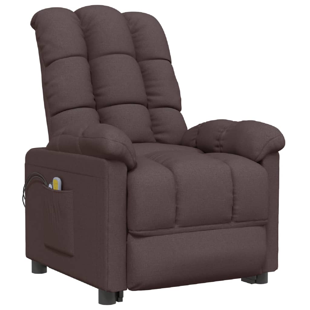 vidaXL Fotoliu de masaj electric, maro închis, material textil vidaXL Fotoliu de masaj electric, maro închis, material textil