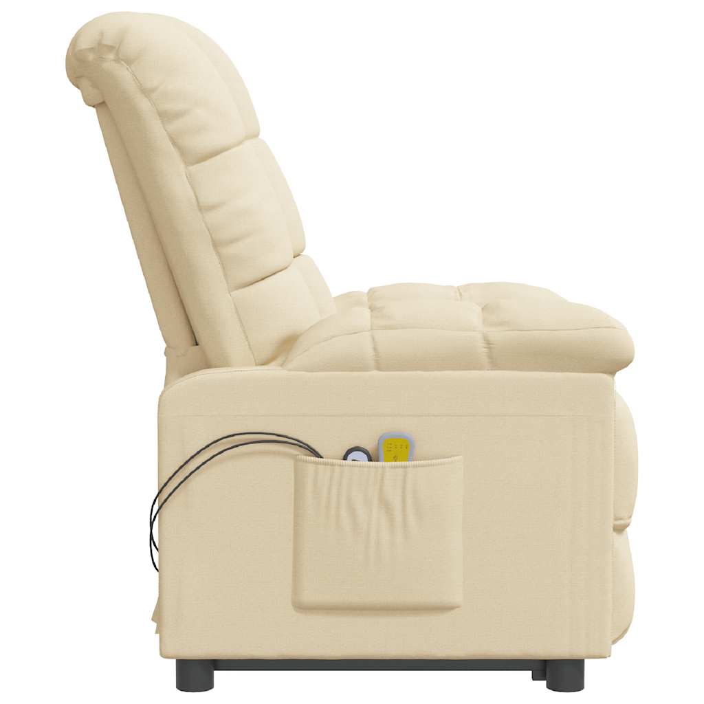 vidaXL Fotoliu de masaj electric rabatabil, crem, textil