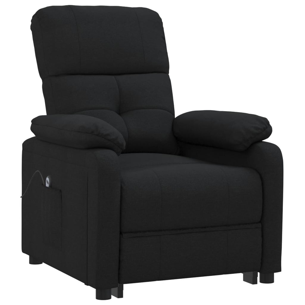 vidaXL Fotoliu rabatabil electric, negru, material textil
