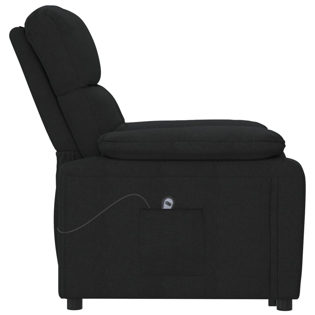 vidaXL Fotoliu rabatabil electric, negru, material textil