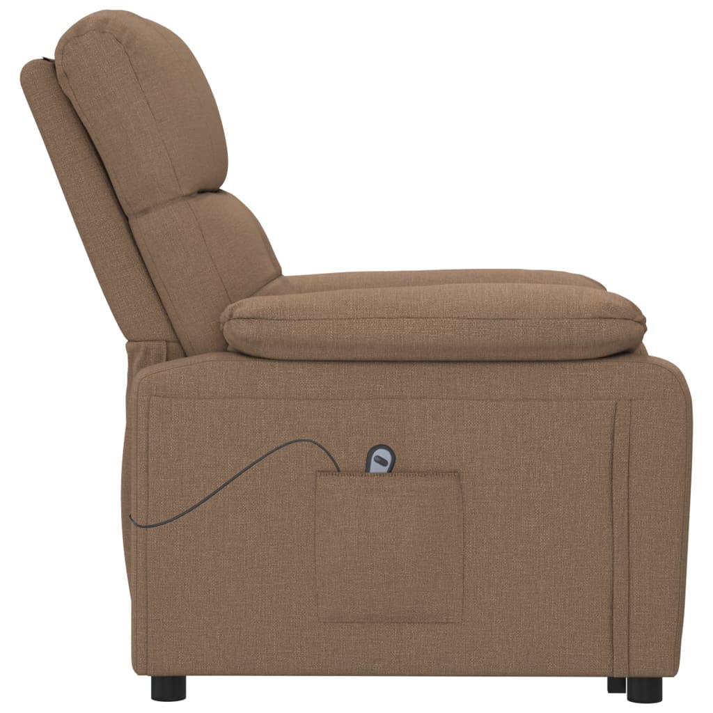 vidaXL Fotoliu rabatabil electric, maro, material textil