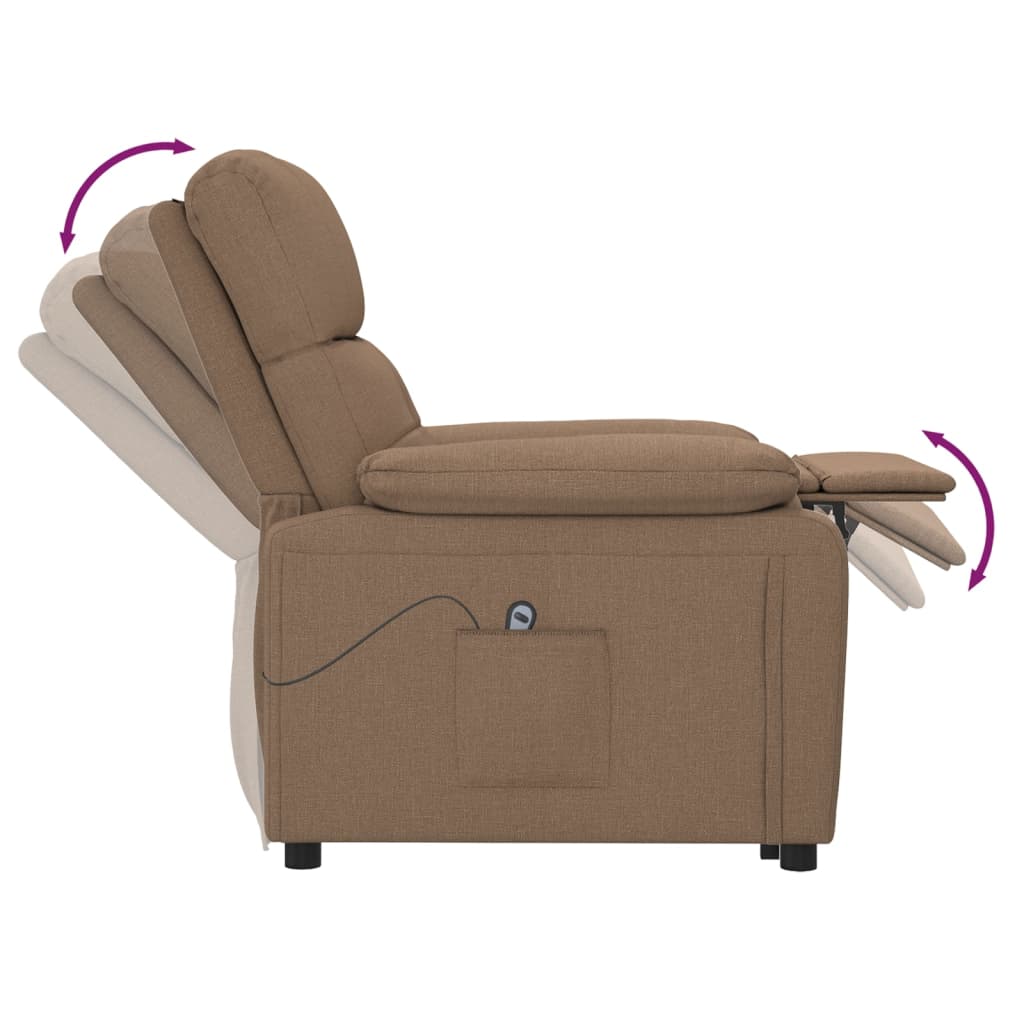 vidaXL Fotoliu rabatabil electric, maro, material textil