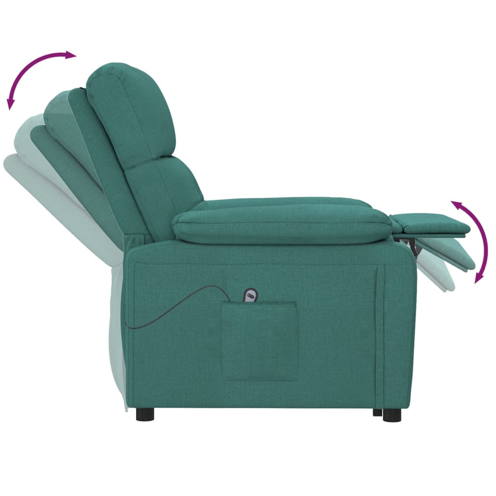 vidaXL Fotoliu rabatabil electric, verde închis, material textil vidaXL Fotoliu rabatabil electric, verde închis, material textil