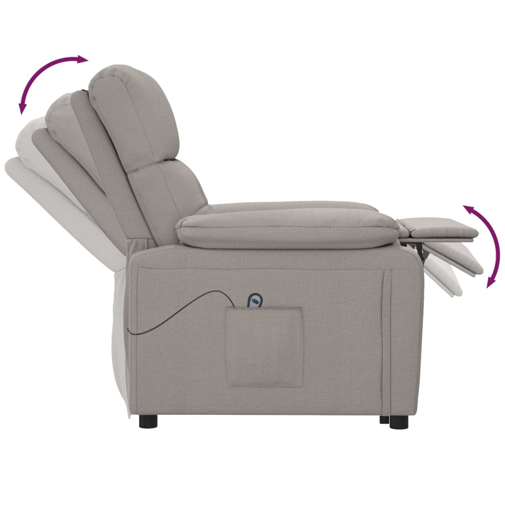 vidaXL Fotoliu rabatabil electric, gri taupe, material textil