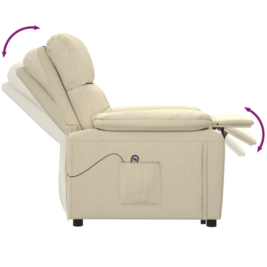 vidaXL Fotoliu rabatabil electric, crem, material textil