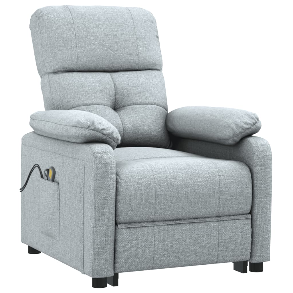 vidaXL Fotoliu de masaj electric rabatabil, gri deschis, textil vidaXL Fotoliu de masaj electric rabatabil, gri deschis, textil