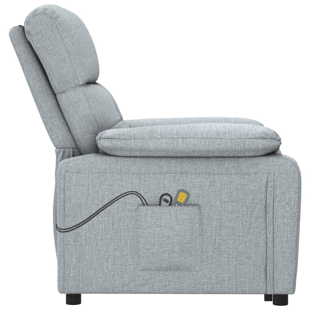 vidaXL Fotoliu de masaj electric rabatabil, gri deschis, textil vidaXL Fotoliu de masaj electric rabatabil, gri deschis, textil