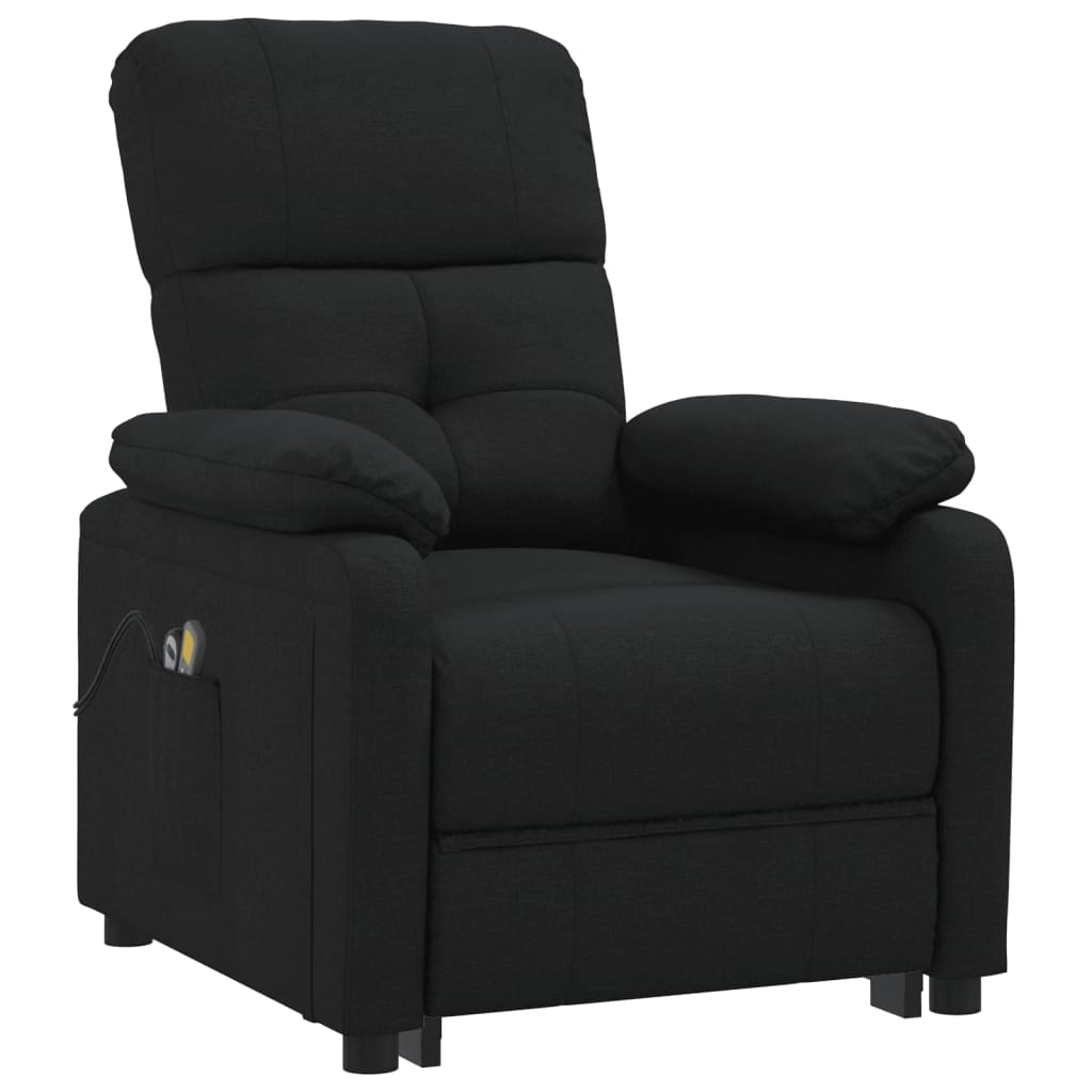 vidaXL Fotoliu de masaj electric rabatabil, negru, textil vidaXL Fotoliu de masaj electric rabatabil, negru, textil