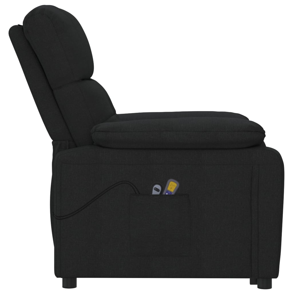 vidaXL Fotoliu de masaj electric rabatabil, negru, textil vidaXL Fotoliu de masaj electric rabatabil, negru, textil