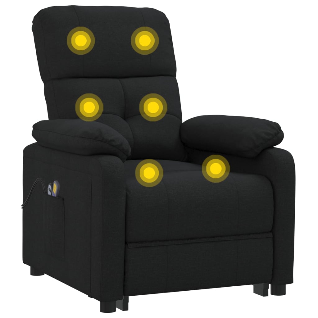 vidaXL Fotoliu de masaj electric rabatabil, negru, textil vidaXL Fotoliu de masaj electric rabatabil, negru, textil