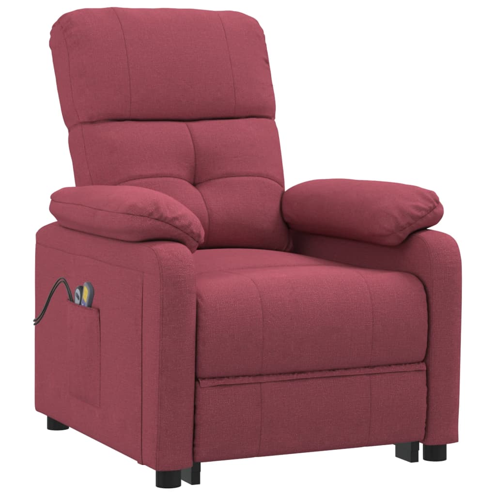 vidaXL Fotoliu de masaj electric rabatabil, roșu vin, textil vidaXL Fotoliu de masaj electric rabatabil, roșu vin, textil