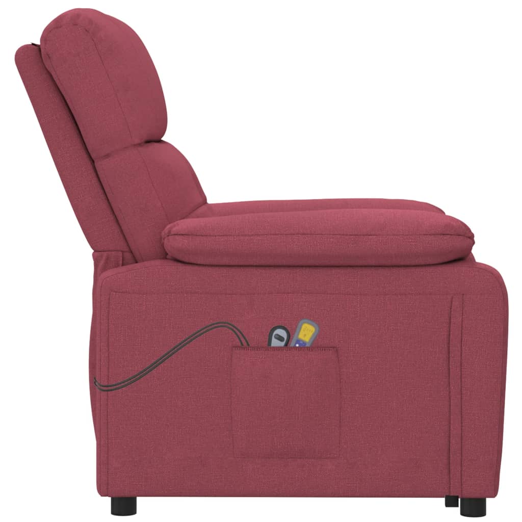 vidaXL Fotoliu de masaj electric rabatabil, roșu vin, textil vidaXL Fotoliu de masaj electric rabatabil, roșu vin, textil