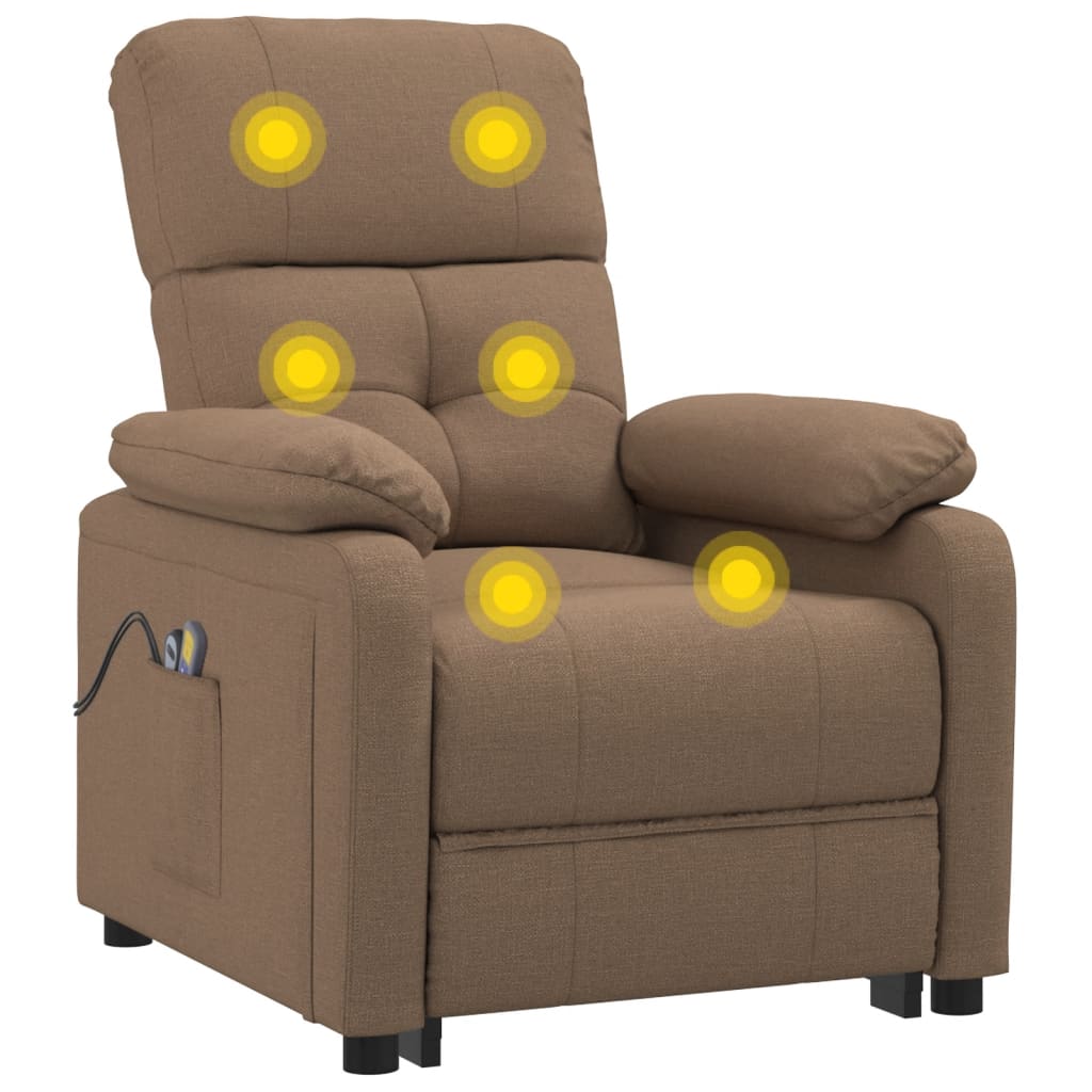 vidaXL Fotoliu de masaj electric, maro, material textil