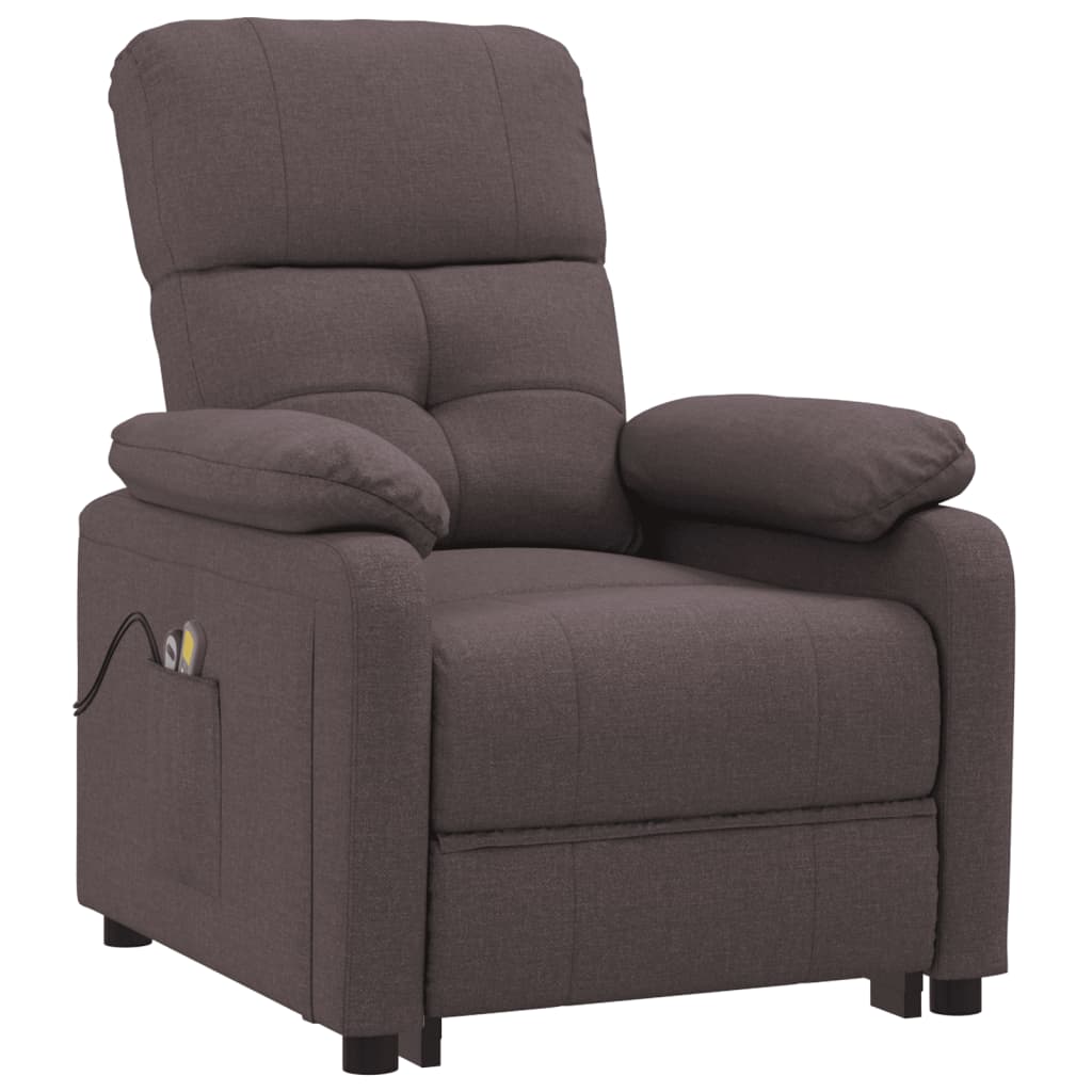 vidaXL Fotoliu de masaj electric, maro închis, material textil vidaXL Fotoliu de masaj electric, maro închis, material textil