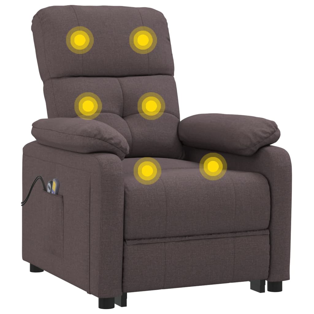 vidaXL Fotoliu de masaj electric, maro închis, material textil vidaXL Fotoliu de masaj electric, maro închis, material textil