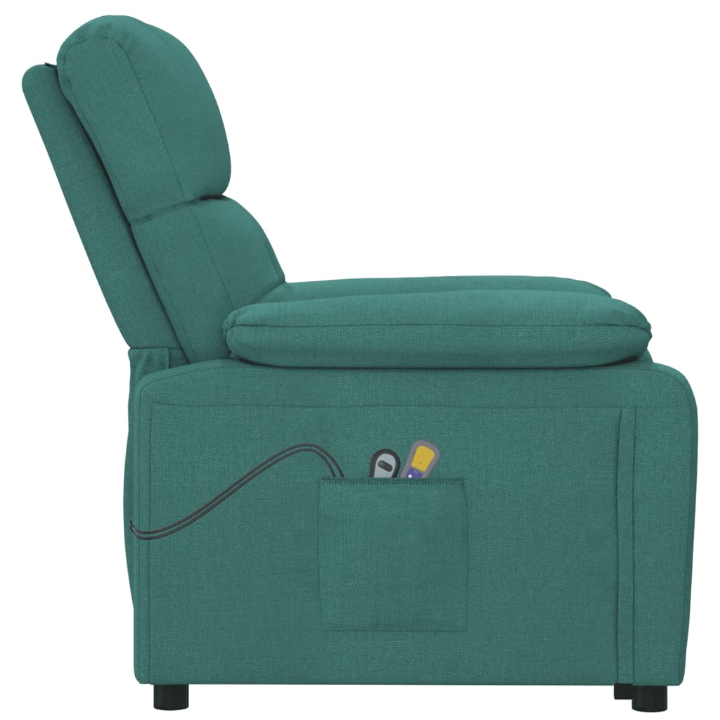 vidaXL Fotoliu de masaj electric, verde închis, material textil vidaXL Fotoliu de masaj electric, verde închis, material textil