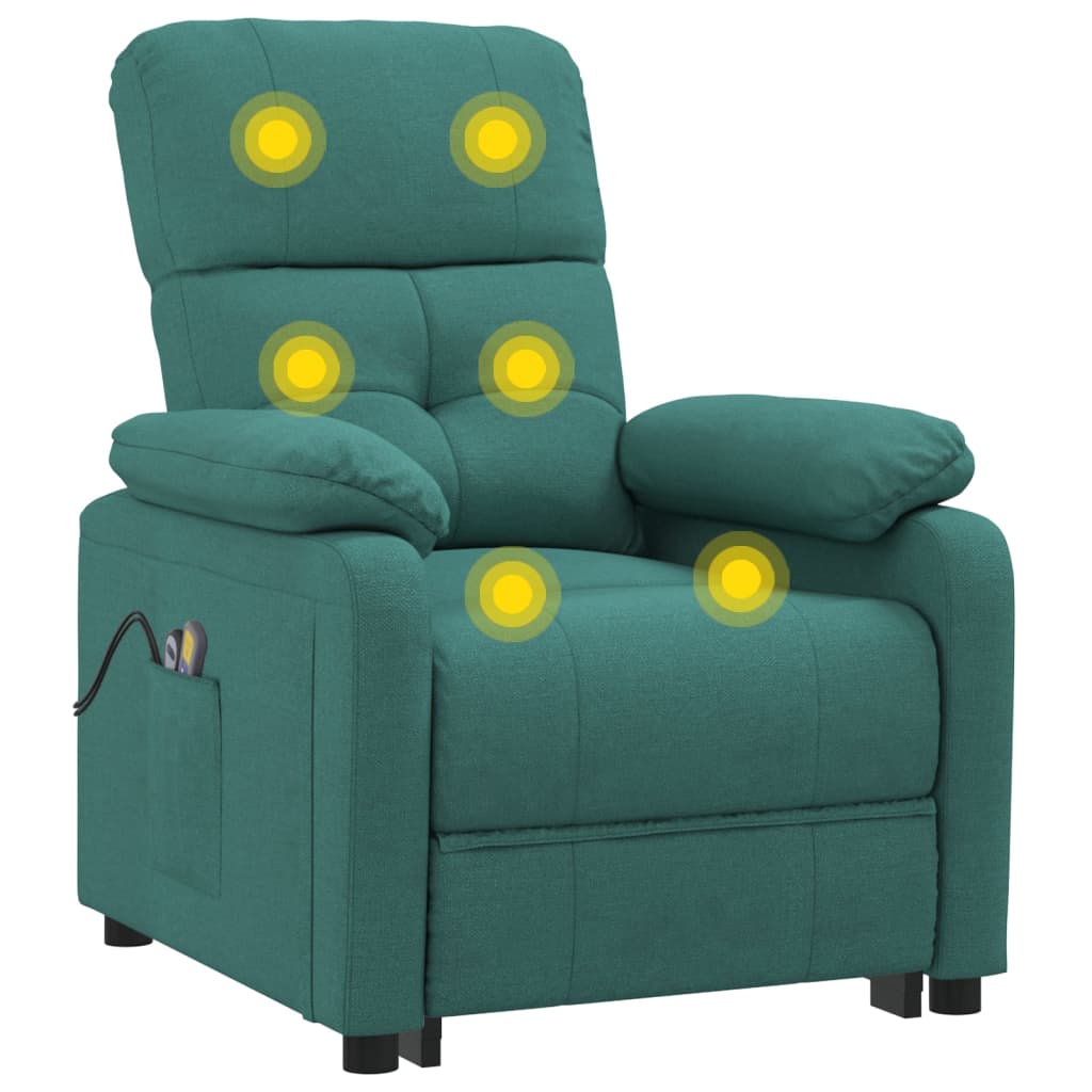 vidaXL Fotoliu de masaj electric, verde închis, material textil vidaXL Fotoliu de masaj electric, verde închis, material textil